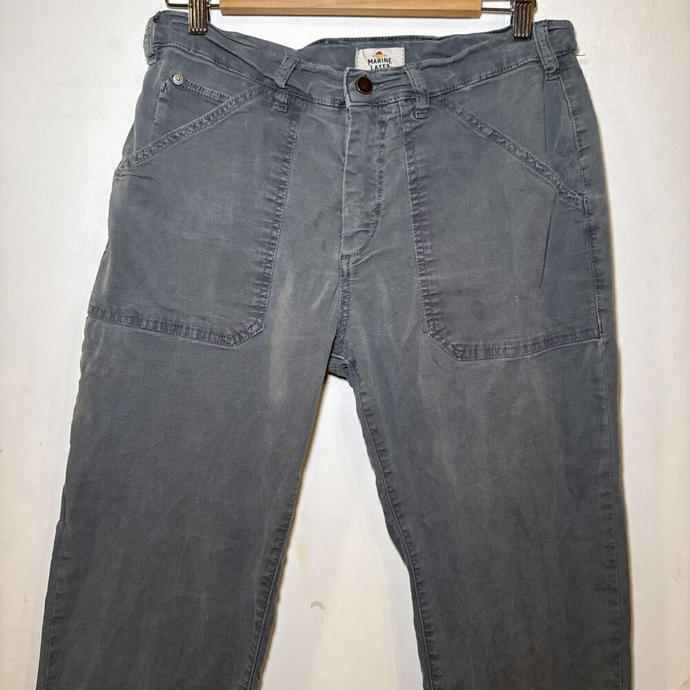 Marine Layer Breyer Utility Pants Cargo Work Green Relaxed Fit | Men's 32 - Picture 2 of 12